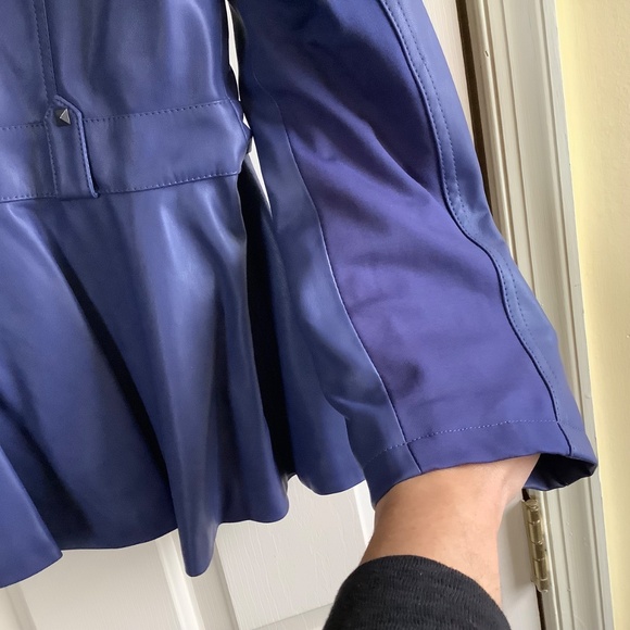 G.I.L.I. Faux Leather Peplum Motorcycle Jacket Deep Cobalt SZ 12 - Picture 9 of 16